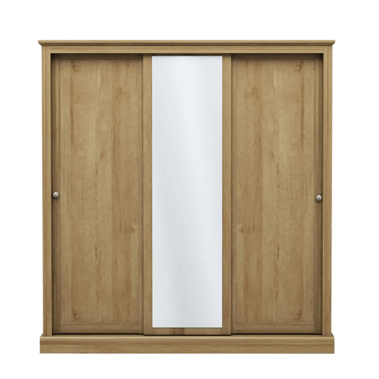 3-Door Sliding Mirrored Wardrobe - Oak image