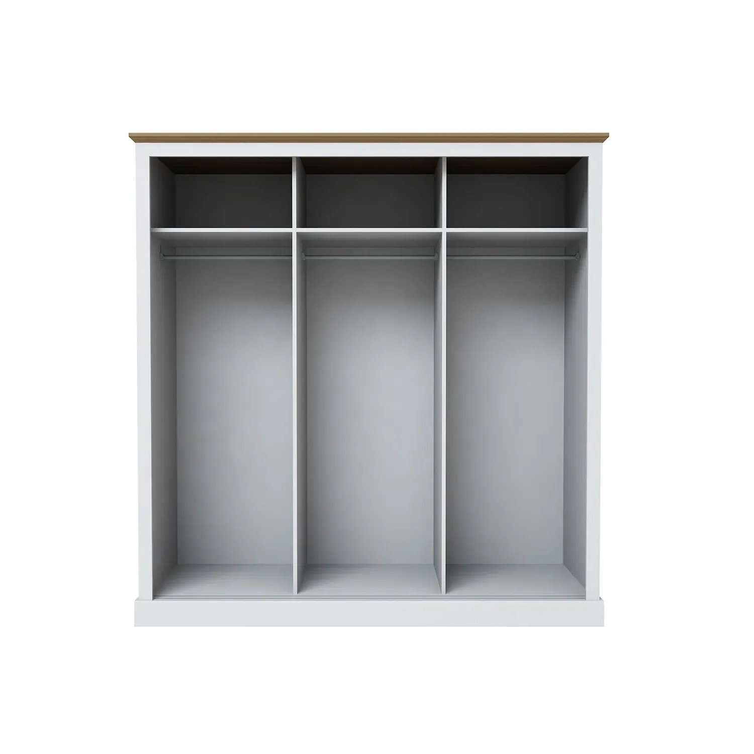 3-Door Sliding Wardrobe with Mirror - White