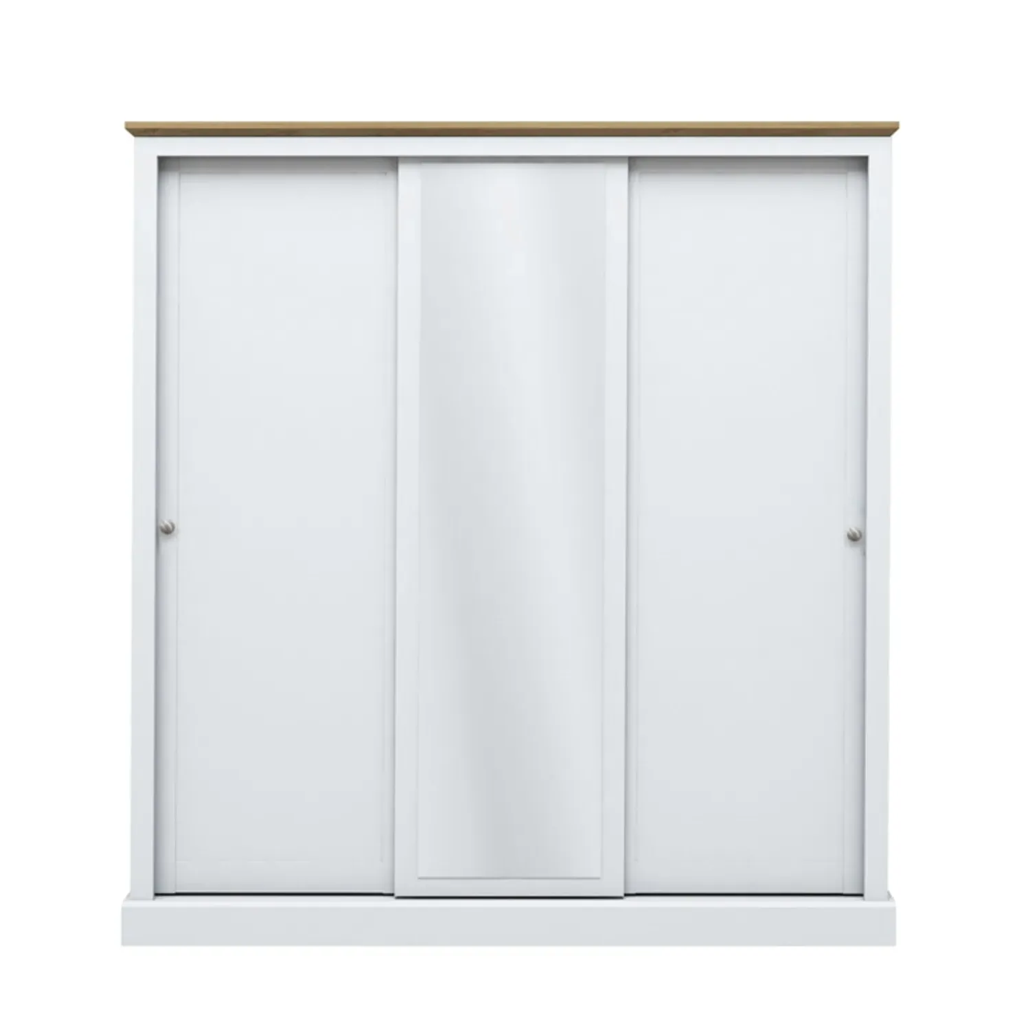 3-Door Sliding Wardrobe with Mirror - White image