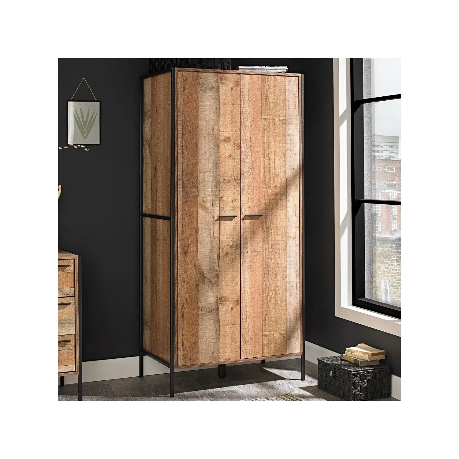 3-Piece Bedroom Set with Storage - Oak, Wood