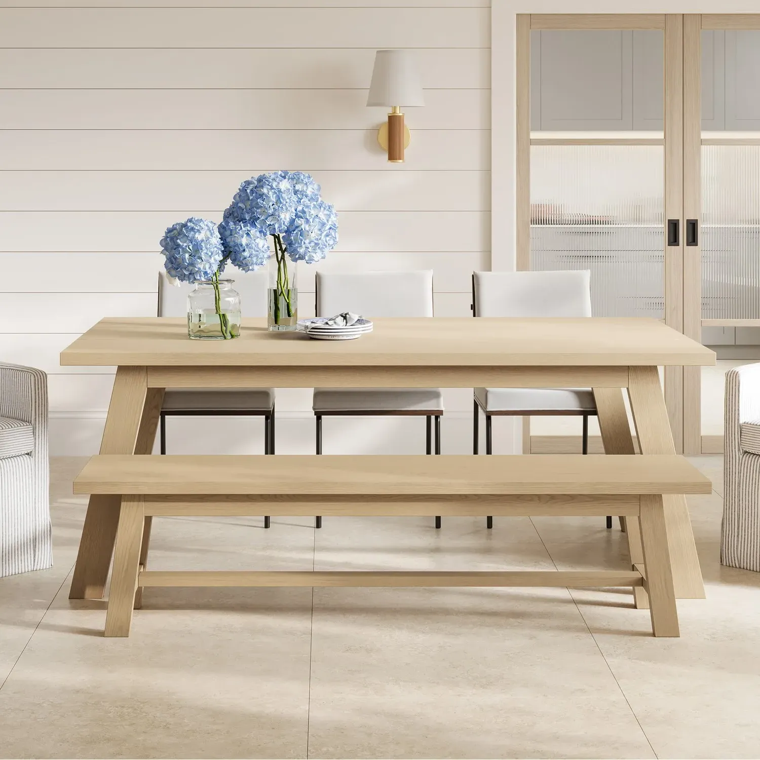 3-Seater Dining Bench - Brown, Oak image