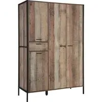 4-Door Wardrobe with Drawer - Oak, Wood