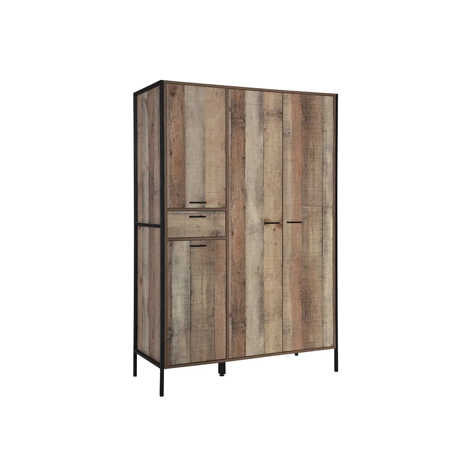 4-Door Wardrobe with Drawer - Oak, Wood