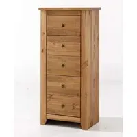 5-Drawer Tallboy Chest - Havana, Solid Pine