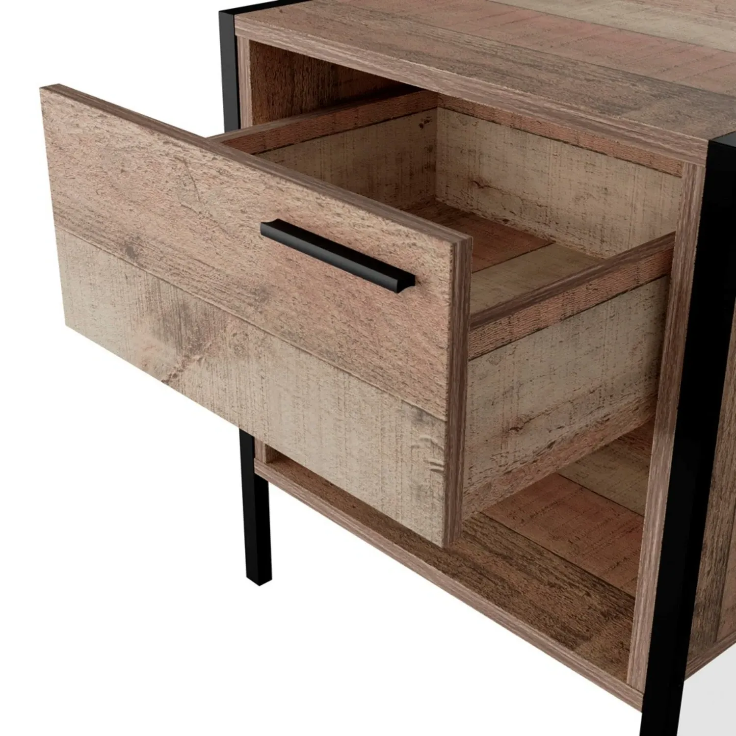 Bedside Table with Drawer - Rustic Oak