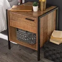 Bedside Table with Drawer - Rustic Oak