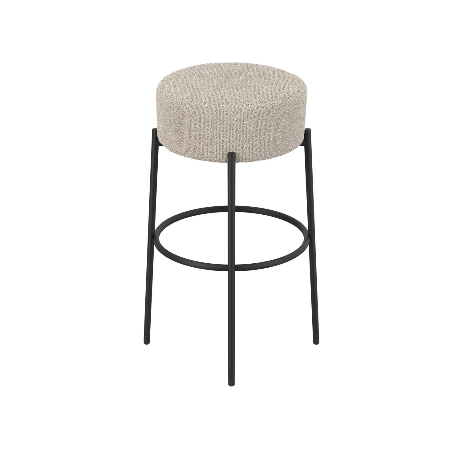 Counter Stool with Cushioned Seat - Beige, Boucle