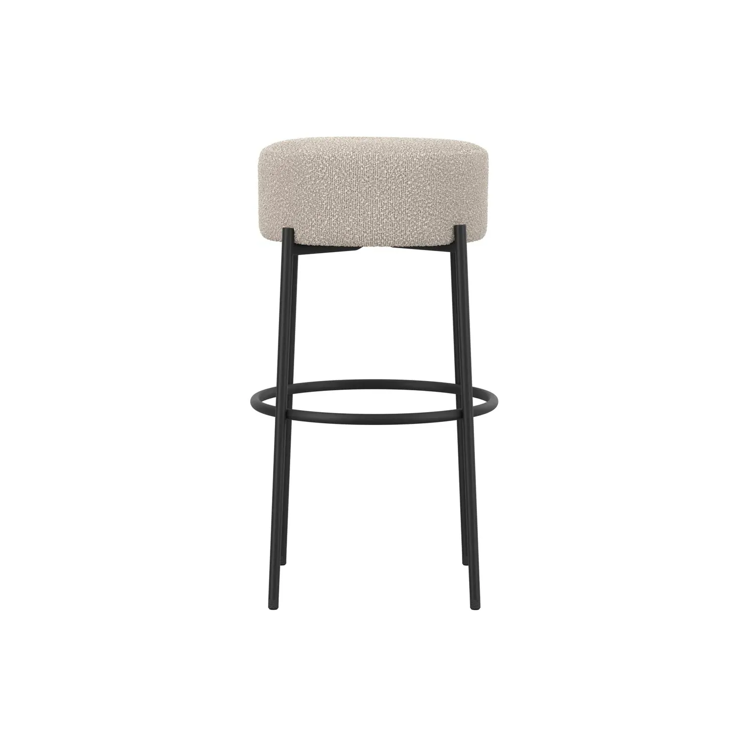 Counter Stool with Cushioned Seat - Beige, Boucle