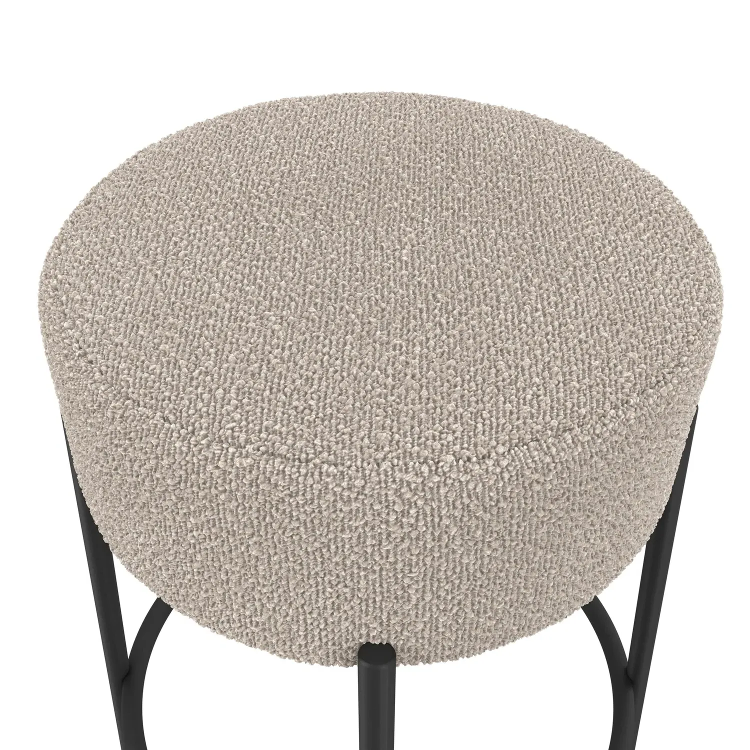 Counter Stool with Cushioned Seat - Beige, Boucle