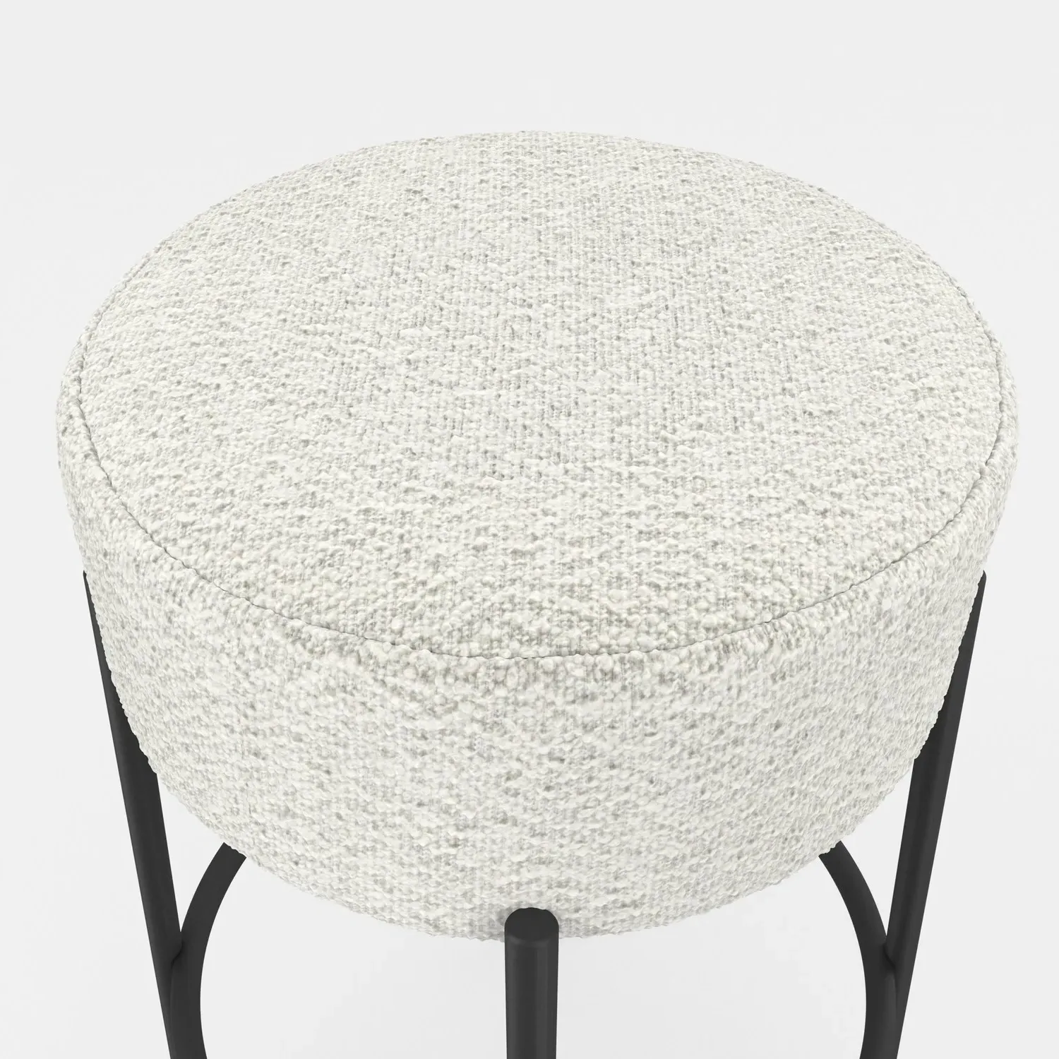 Counter Stool with Cushioned Seat - Cream, Boucle