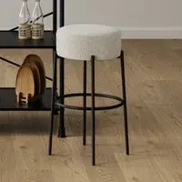 Counter Stool with Cushioned Seat - Cream, Boucle
