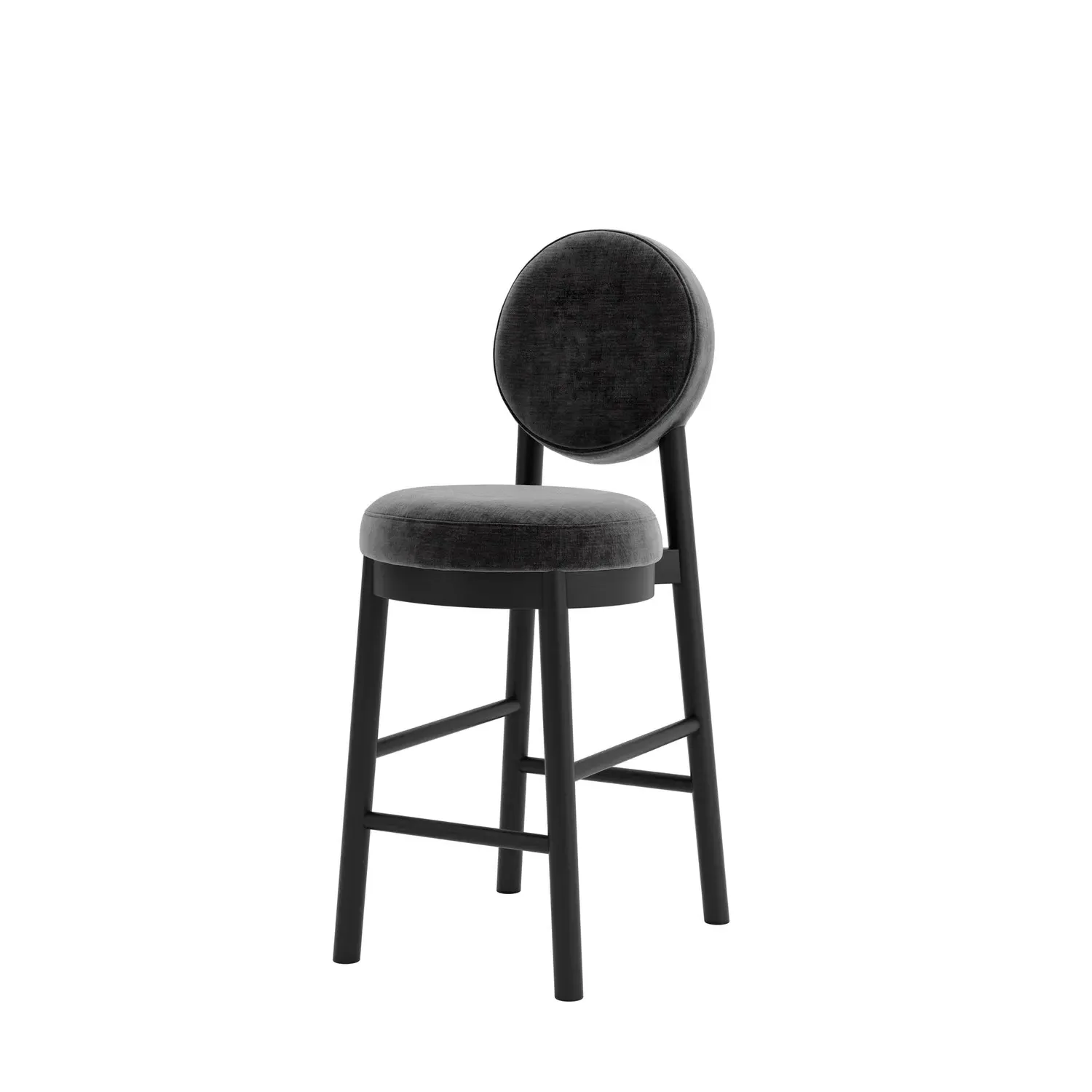 Counter Stool with Footrest - Black, Chenille