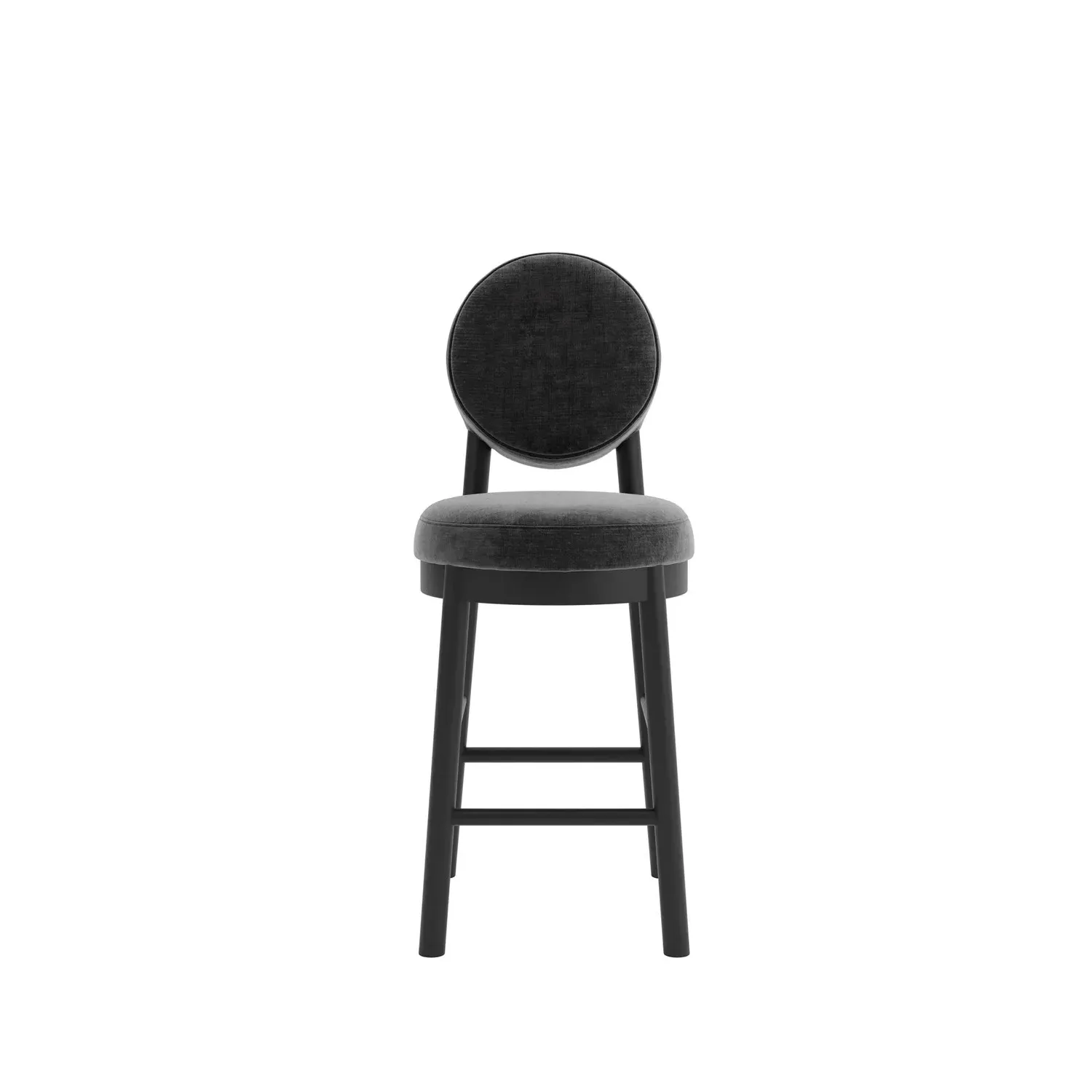 Counter Stool with Footrest - Black, Chenille