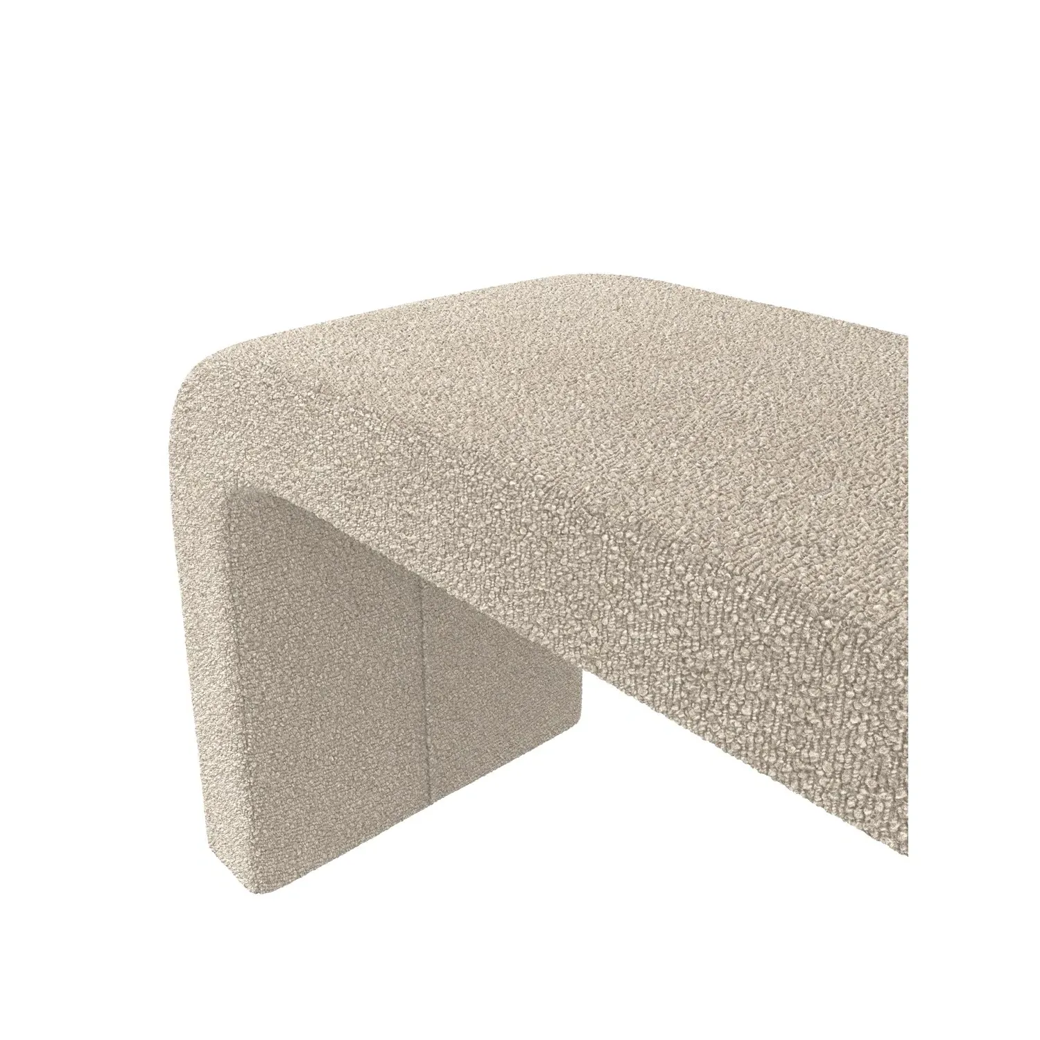 Curved Dining Bench - Beige, Boucle