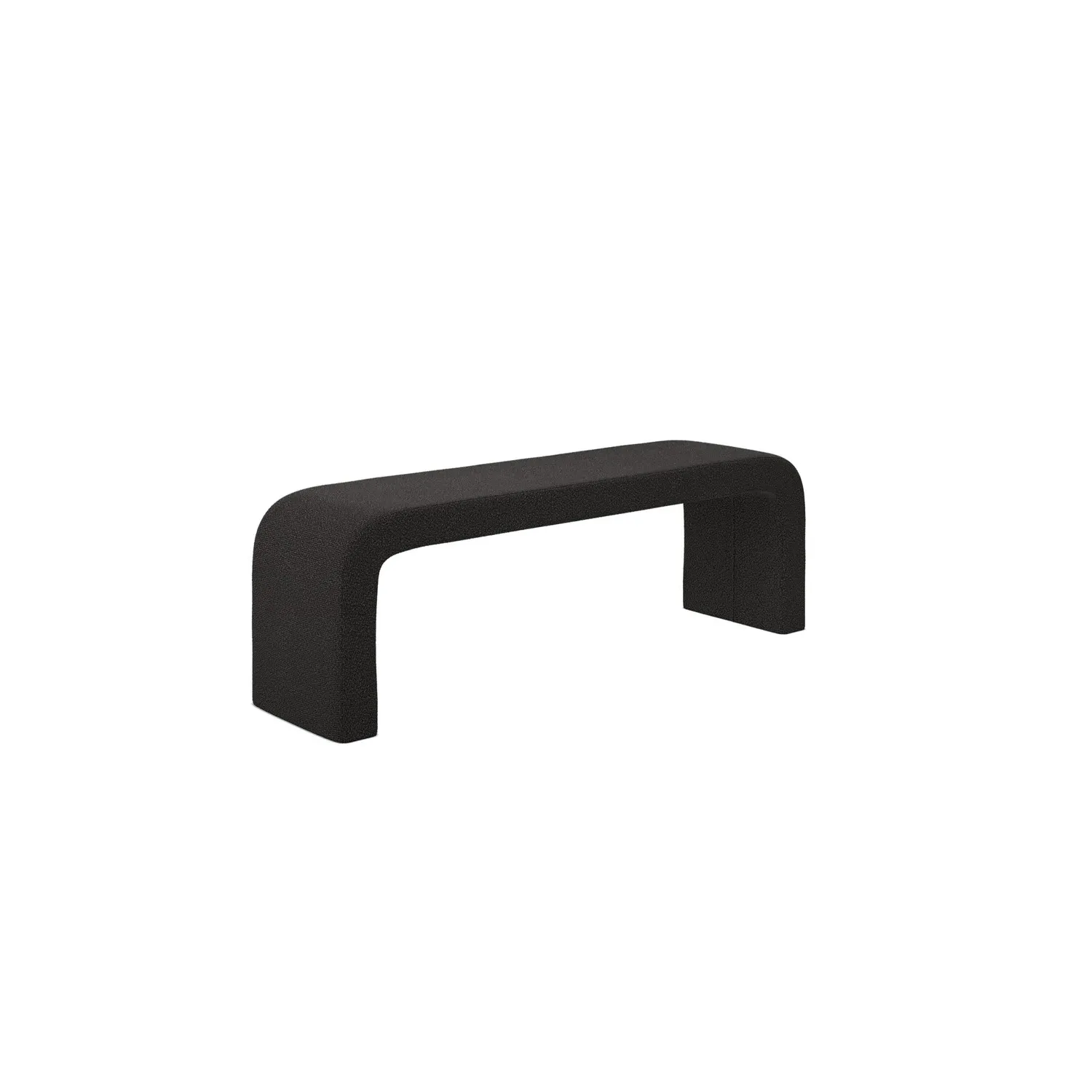 Curved Dining Bench - Black, Boucle