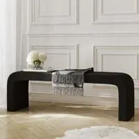 Curved Dining Bench - Black, Boucle