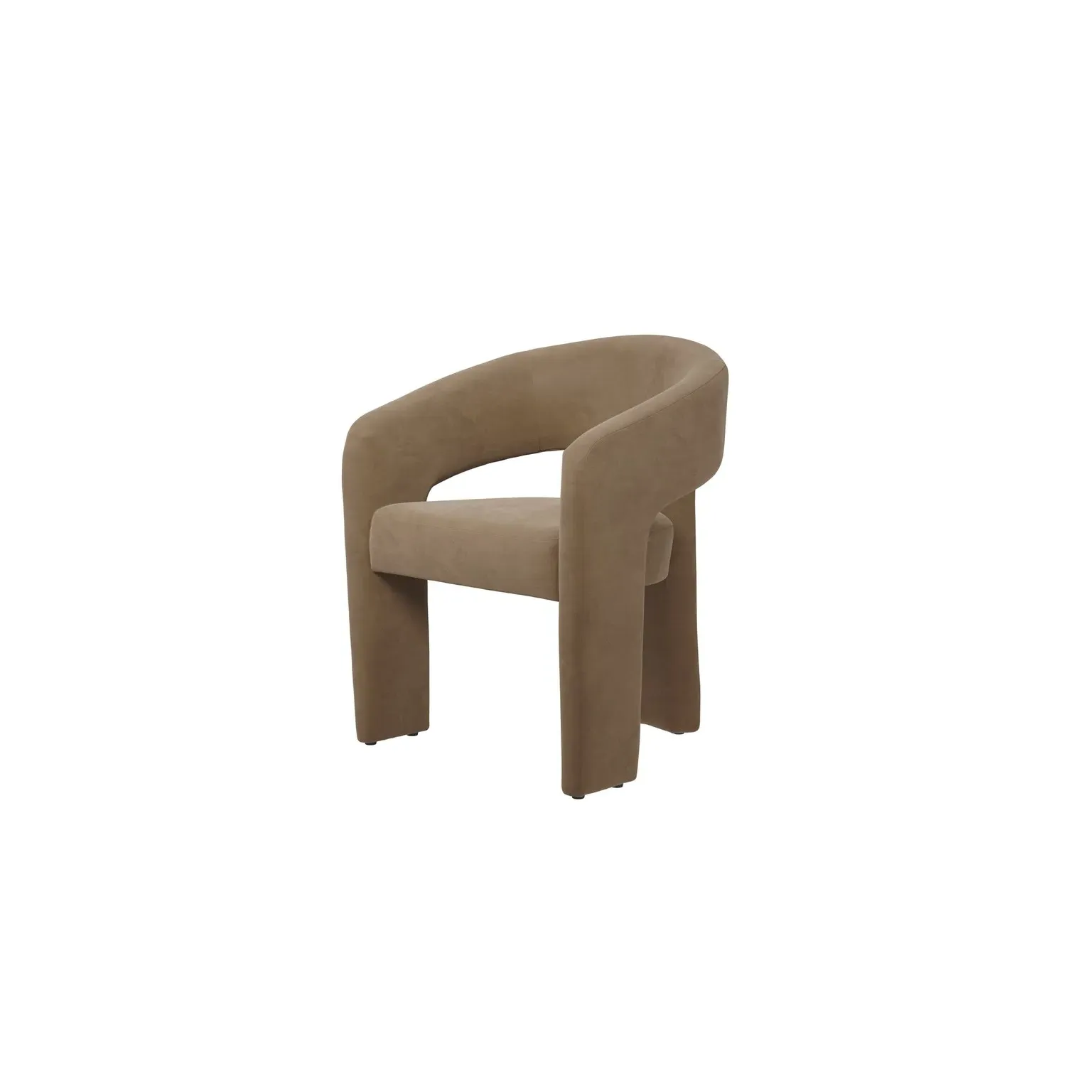 Curved Dining Chair with Arms - Beige, Velvet