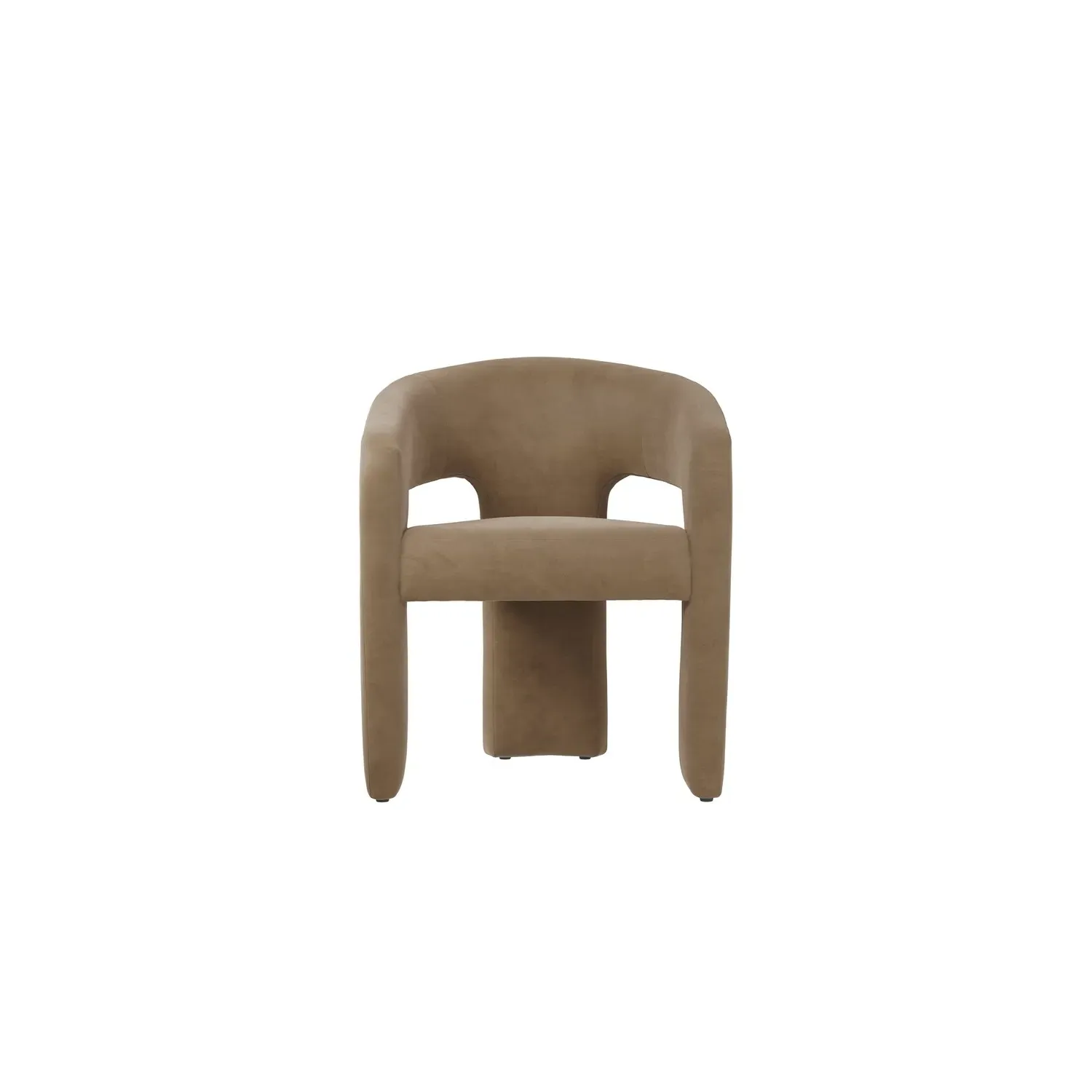Curved Dining Chair with Arms - Beige, Velvet