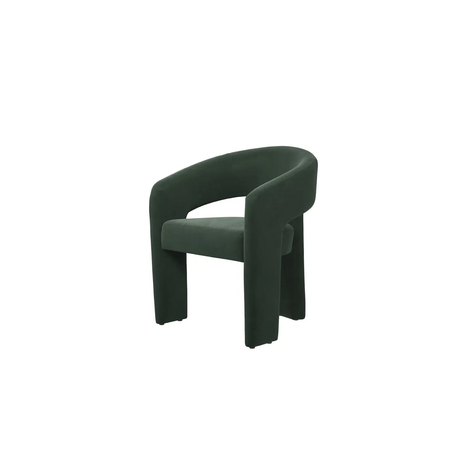 Curved Dining Chair with Arms - Green, Velvet