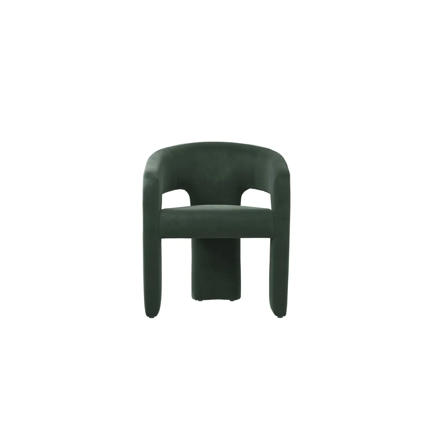 Curved Dining Chair with Arms - Green, Velvet