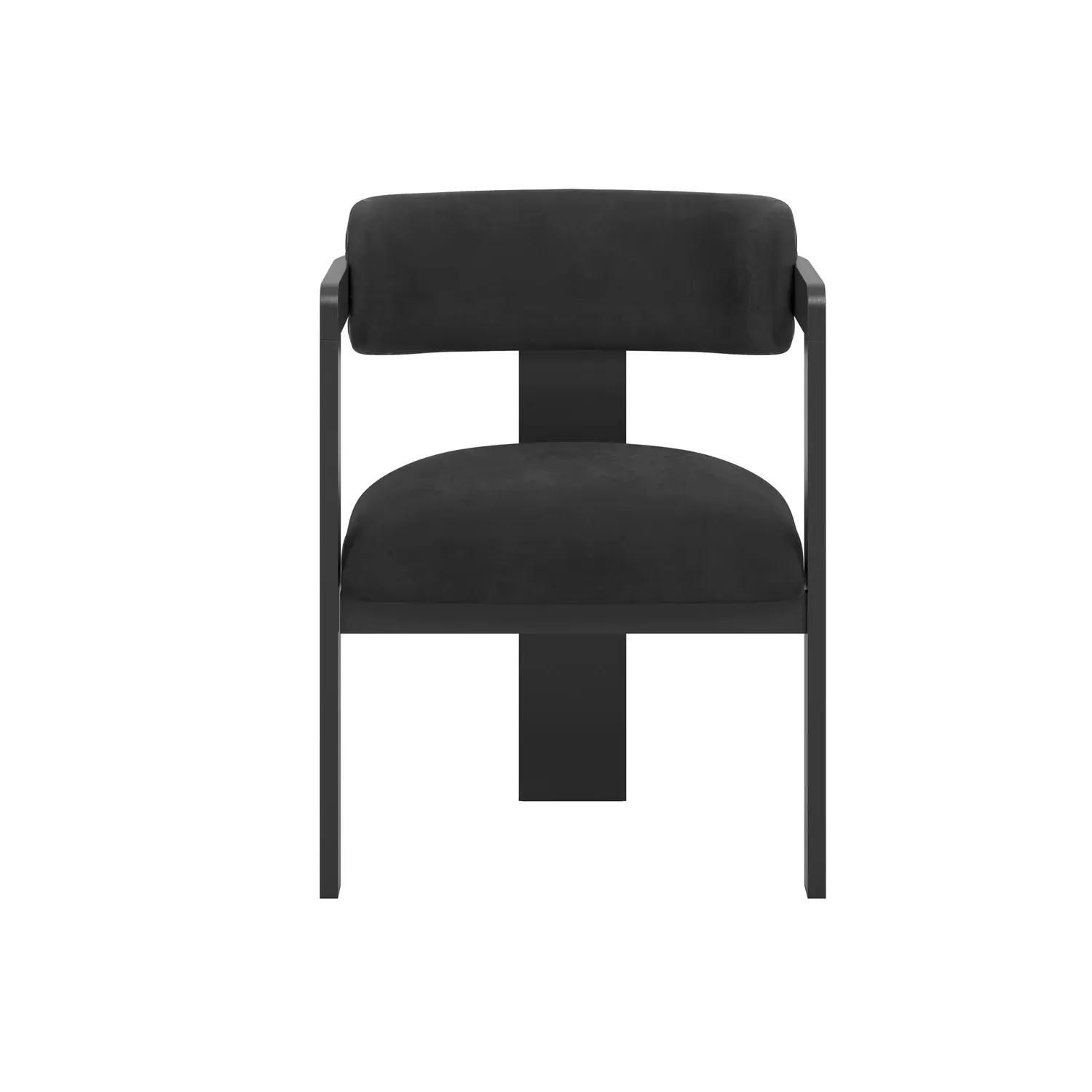 Curved Dining Chair with Exposed Back - Black, Velvet