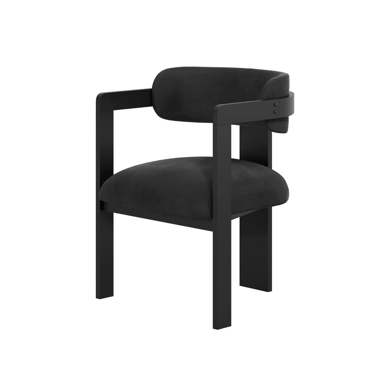 Curved Dining Chair with Exposed Back - Black, Velvet