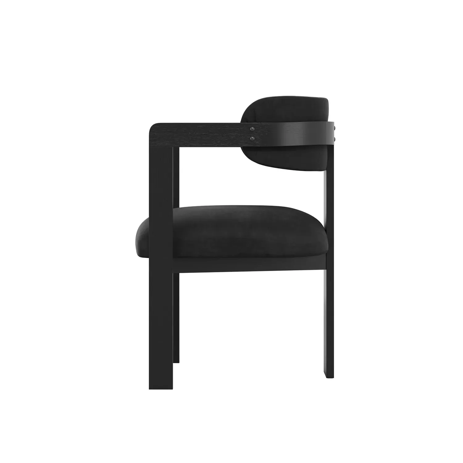 Curved Dining Chair with Exposed Back - Black, Velvet
