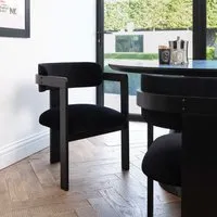 Curved Dining Chair with Exposed Back - Black, Velvet