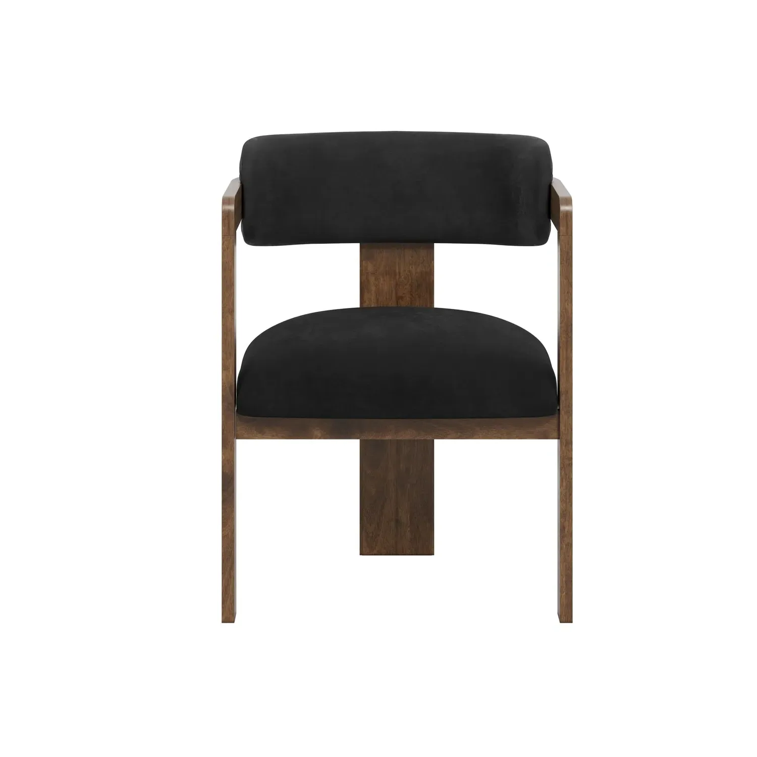 Curved Dining Chair with Exposed Back - Black, Velvet