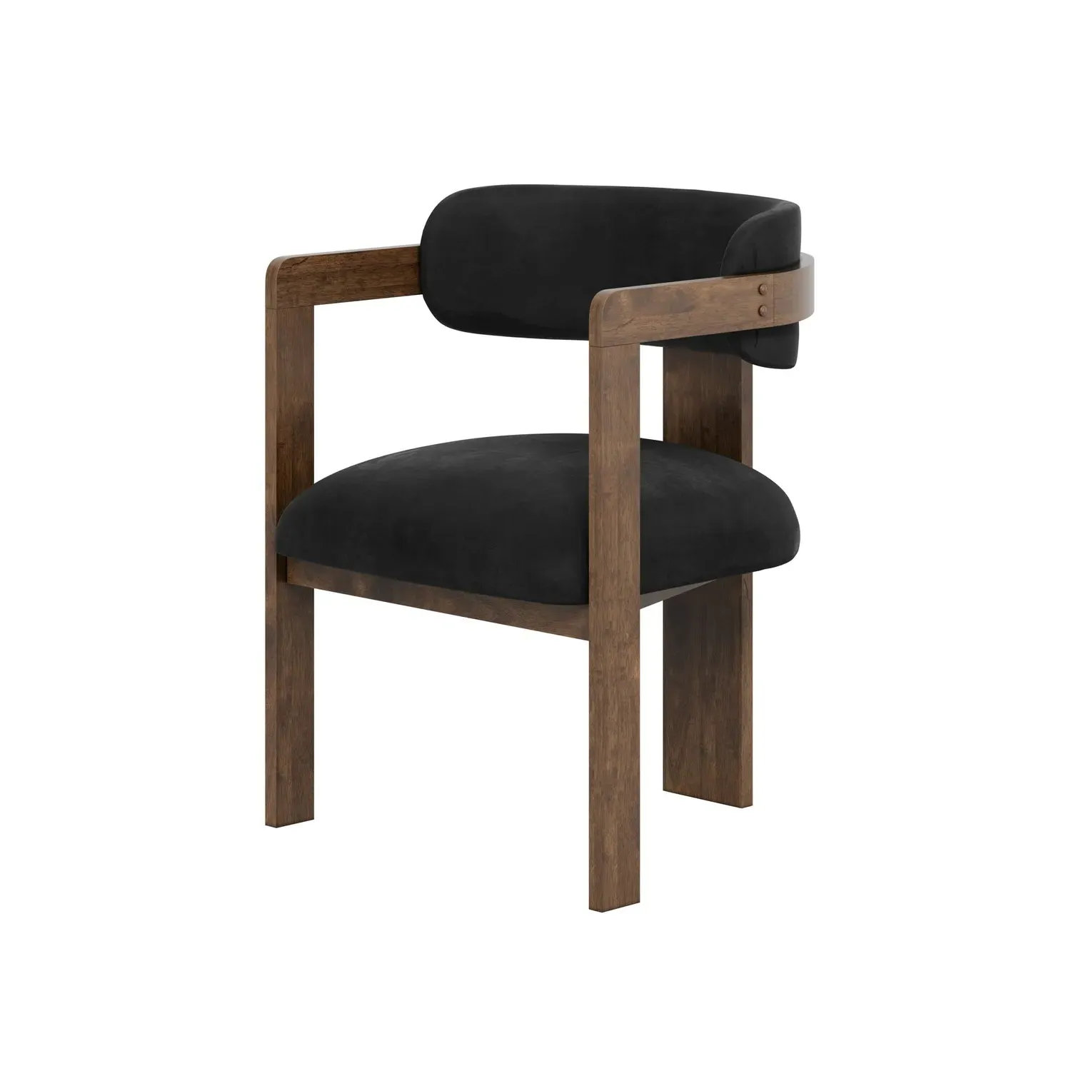 Curved Dining Chair with Exposed Back - Black, Velvet