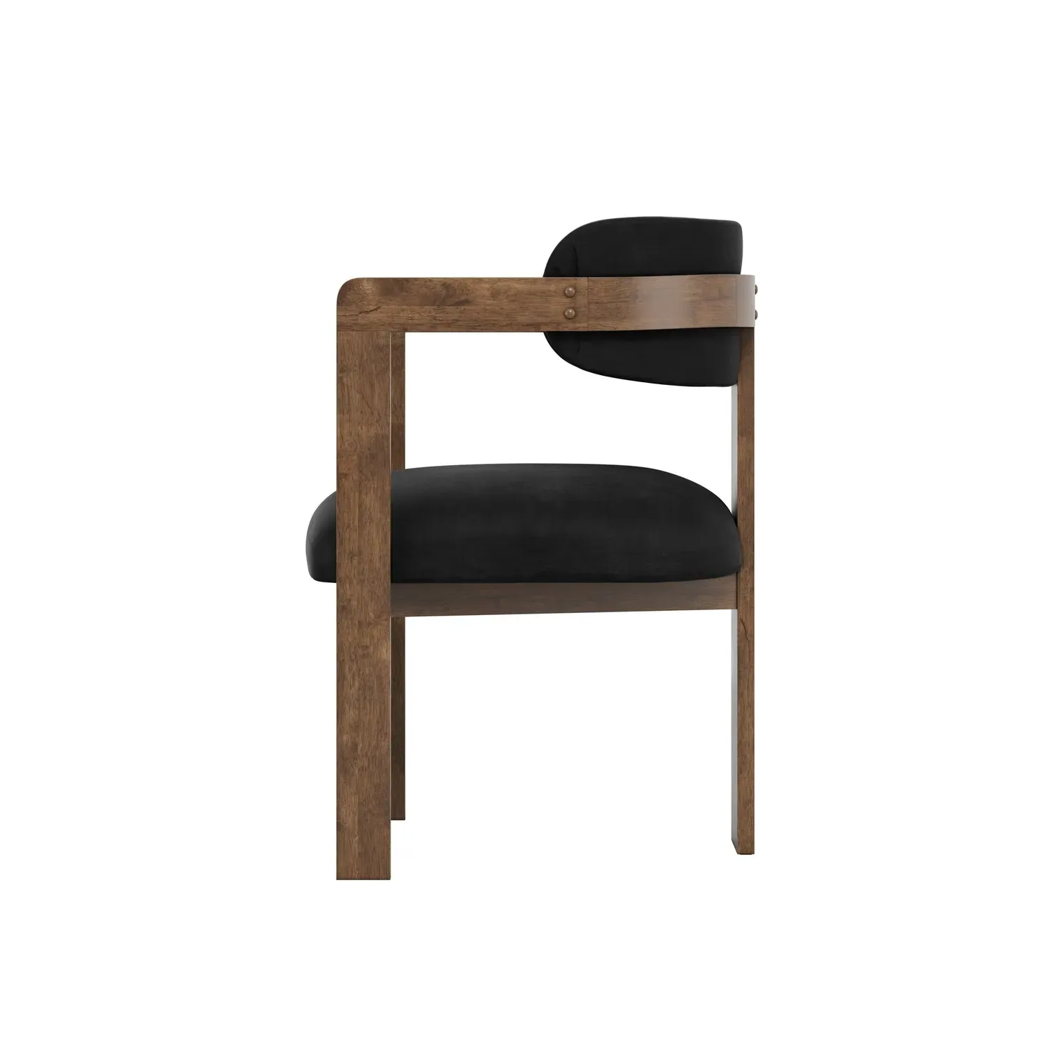 Curved Dining Chair with Exposed Back - Black, Velvet