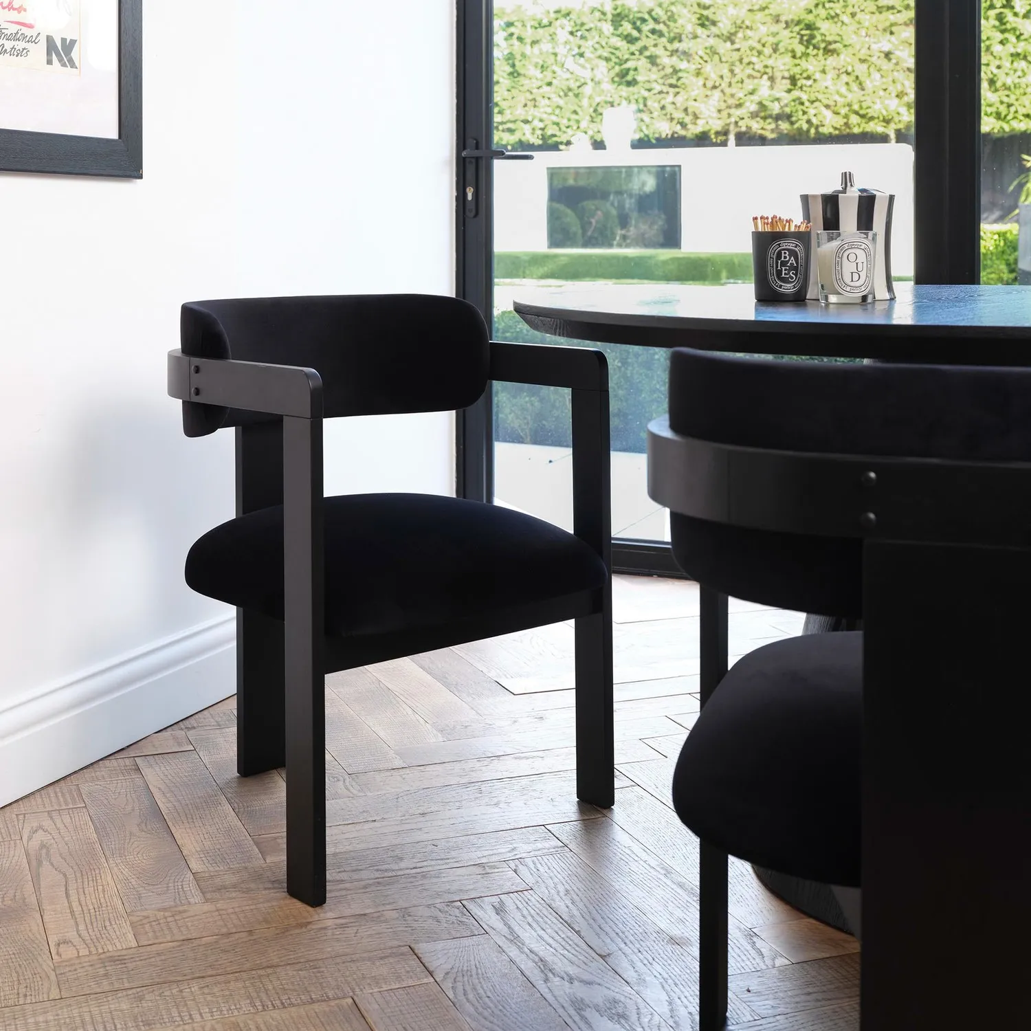 Curved Dining Chair with Exposed Back - Black, Velvet image