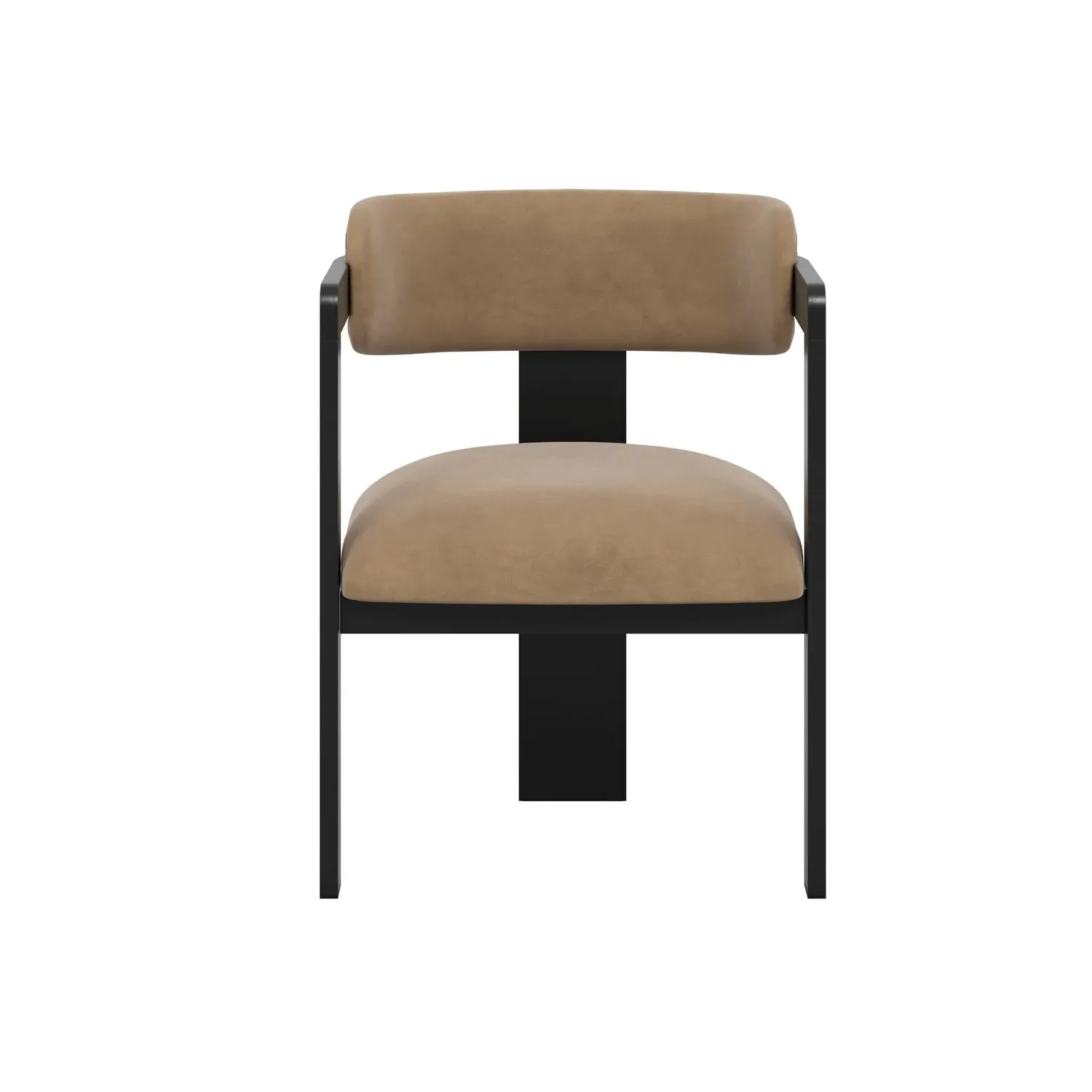 Curved Dining Chair with Exposed Back - Brown, Velvet