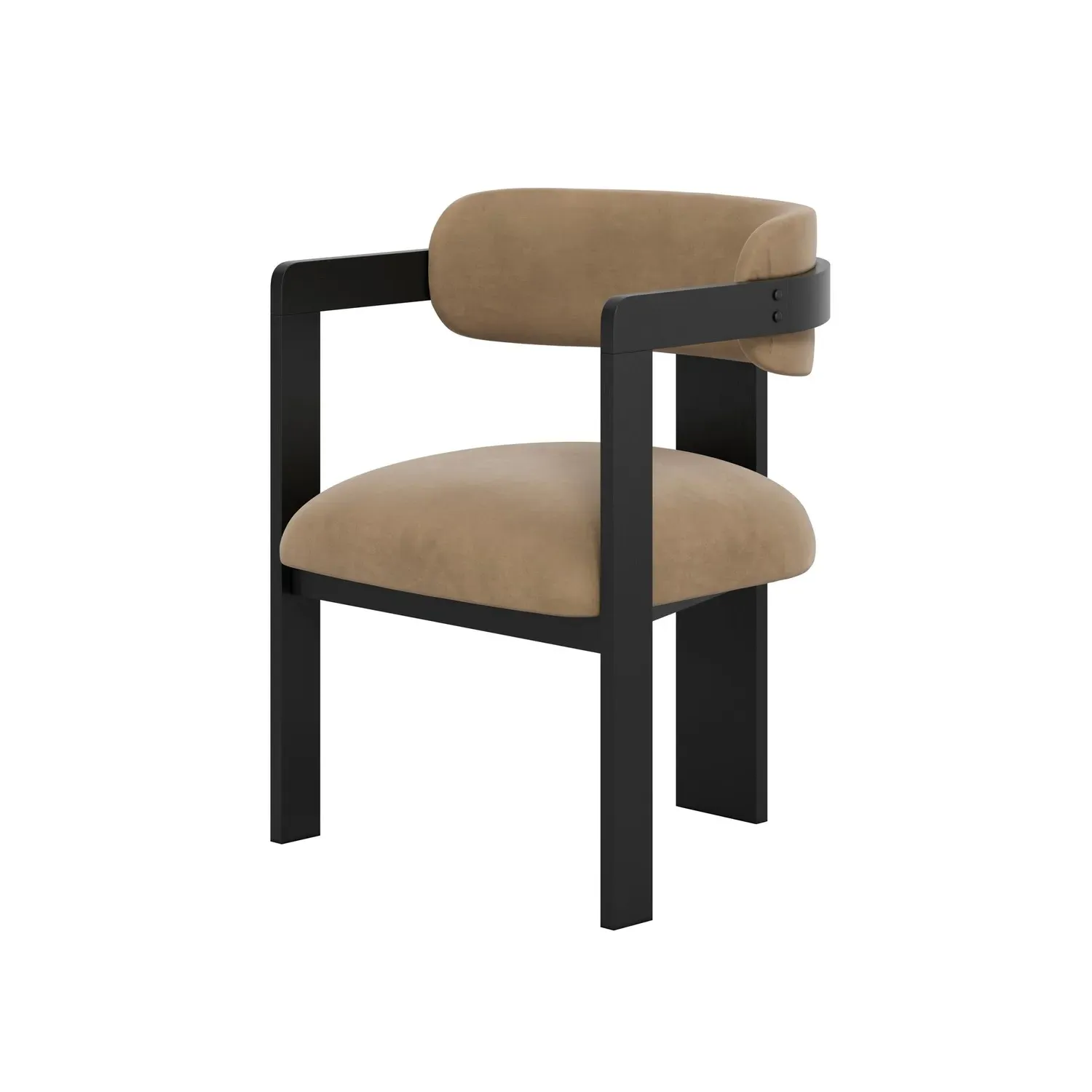 Curved Dining Chair with Exposed Back - Brown, Velvet