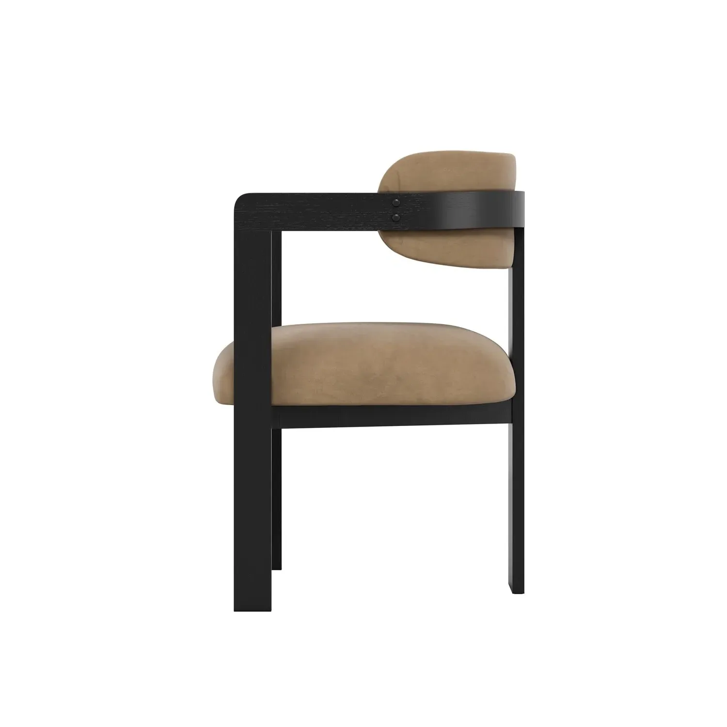 Curved Dining Chair with Exposed Back - Brown, Velvet