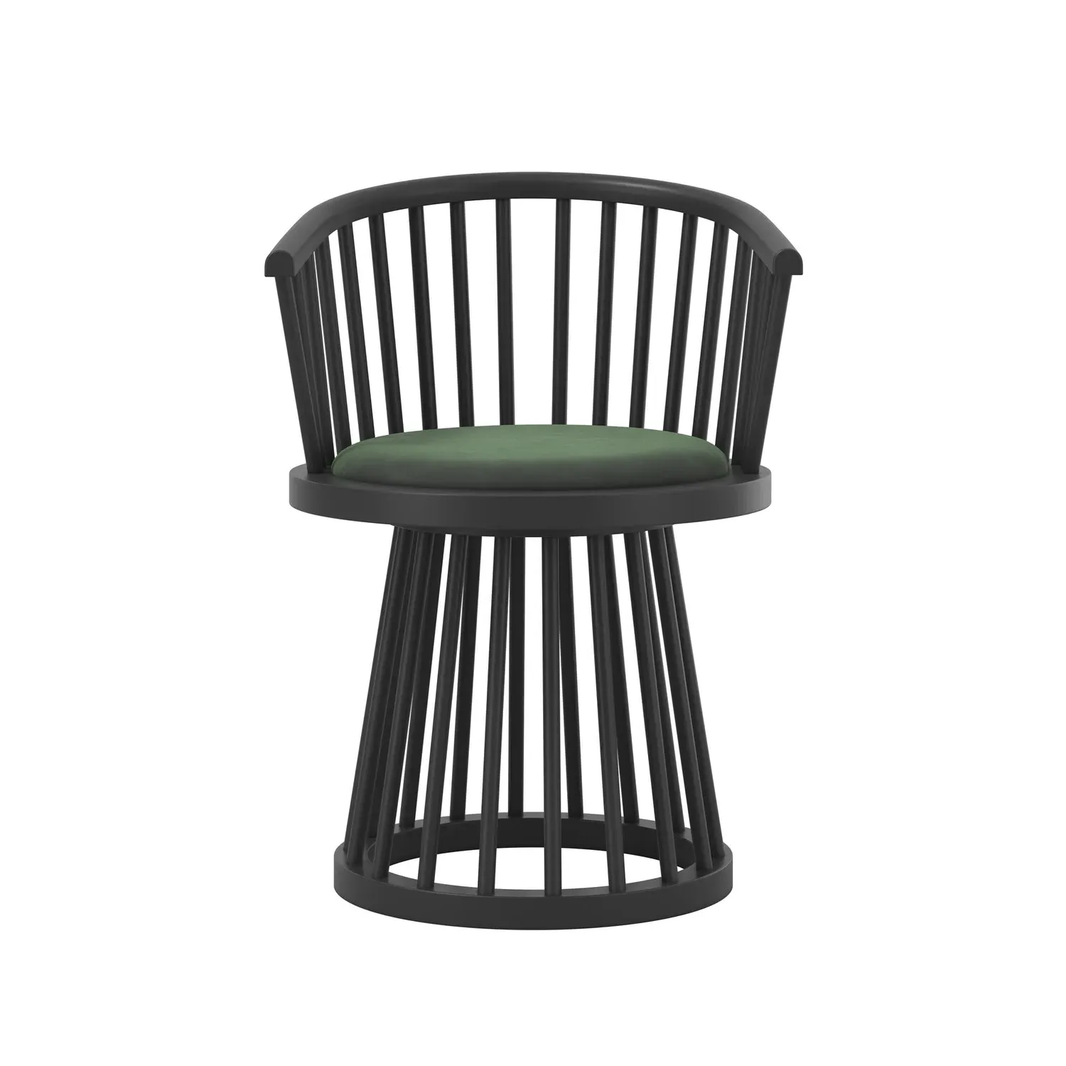 Curved Spindle Dining Chair - Green, Velvet