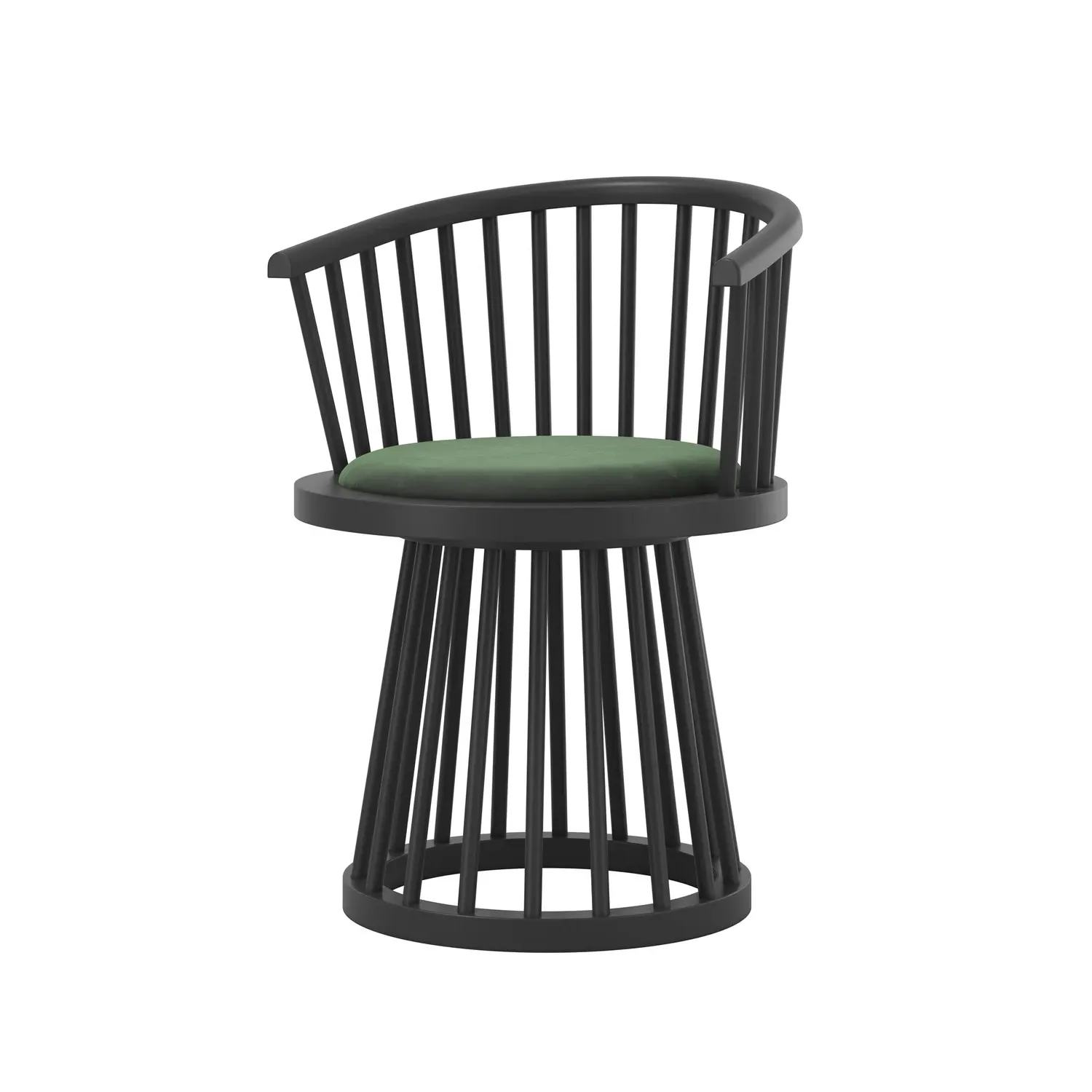 Curved Spindle Dining Chair - Green, Velvet