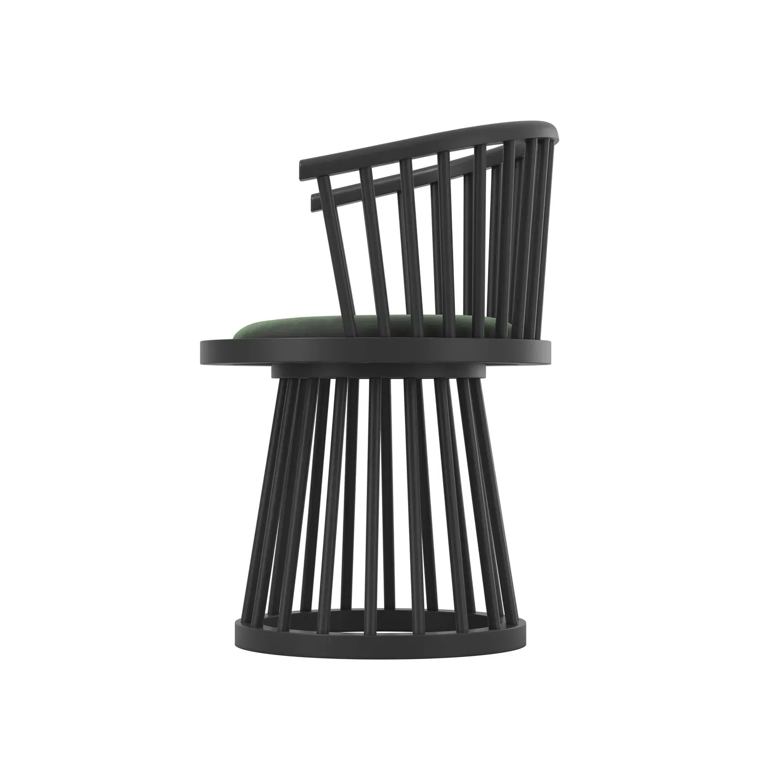 Curved Spindle Dining Chair - Green, Velvet