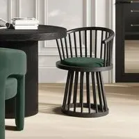 Curved Spindle Dining Chair - Green, Velvet
