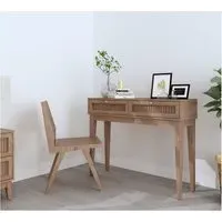 Dressing Table with 2 Drawers - Brown, Rattan