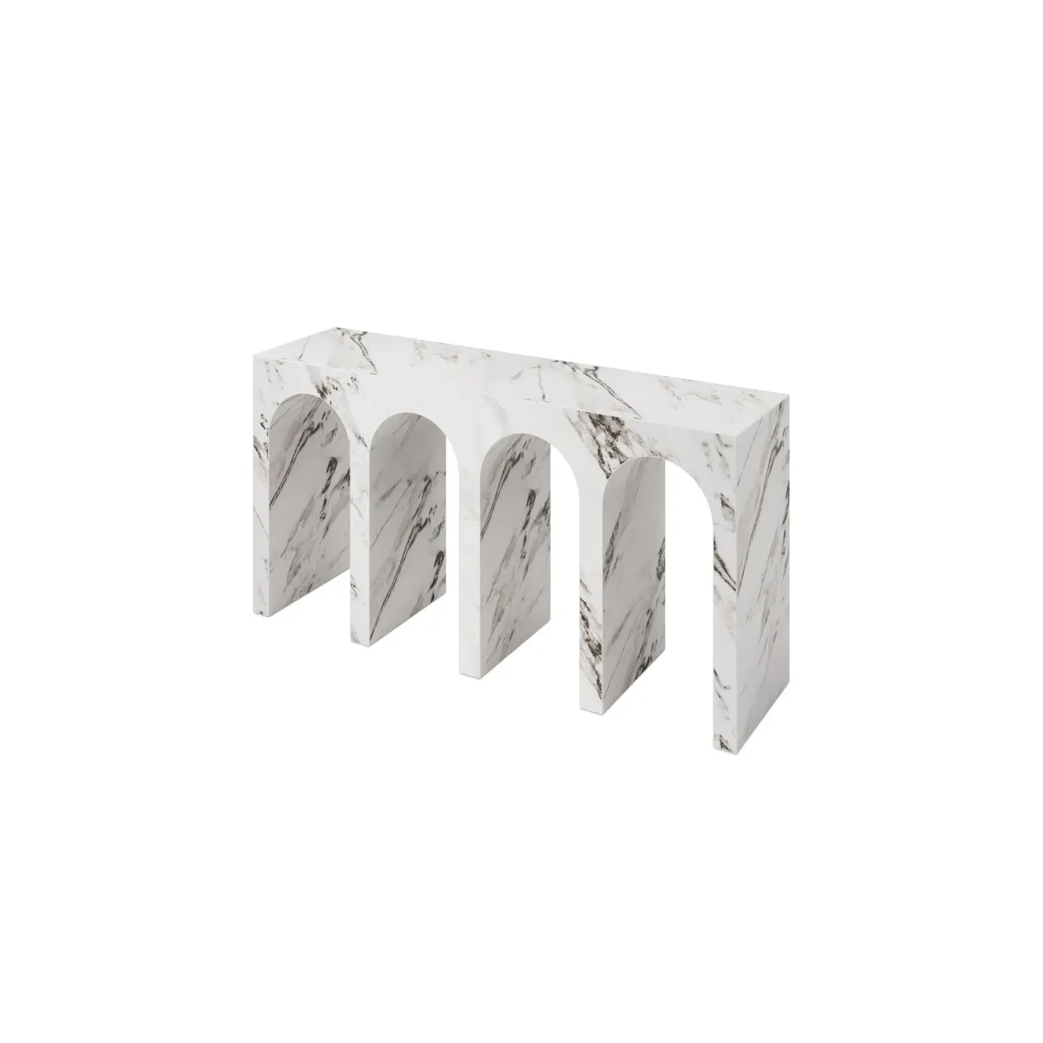 Large Console Table with Arched Design - White
