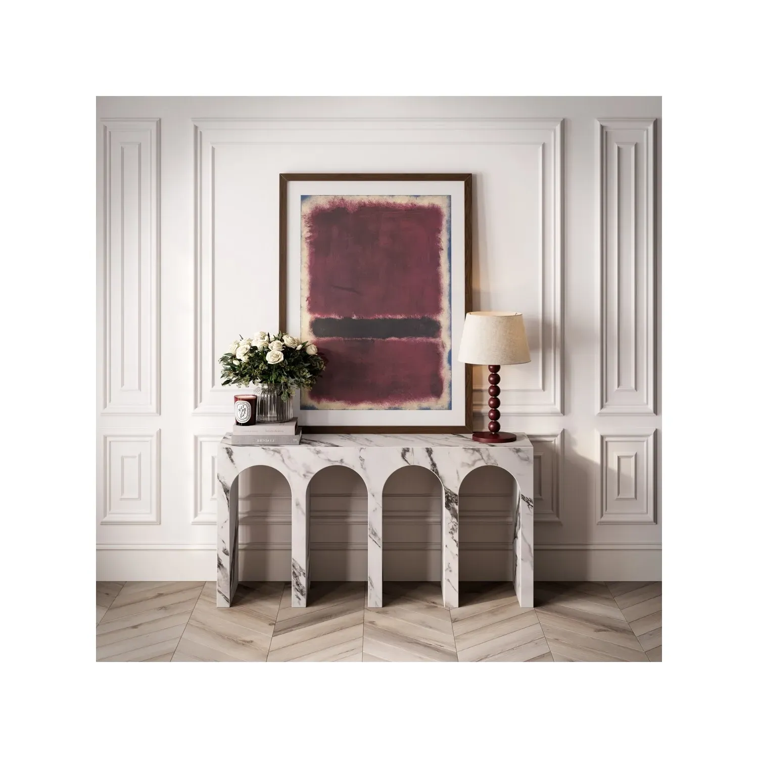 Large Console Table with Arched Design - White image