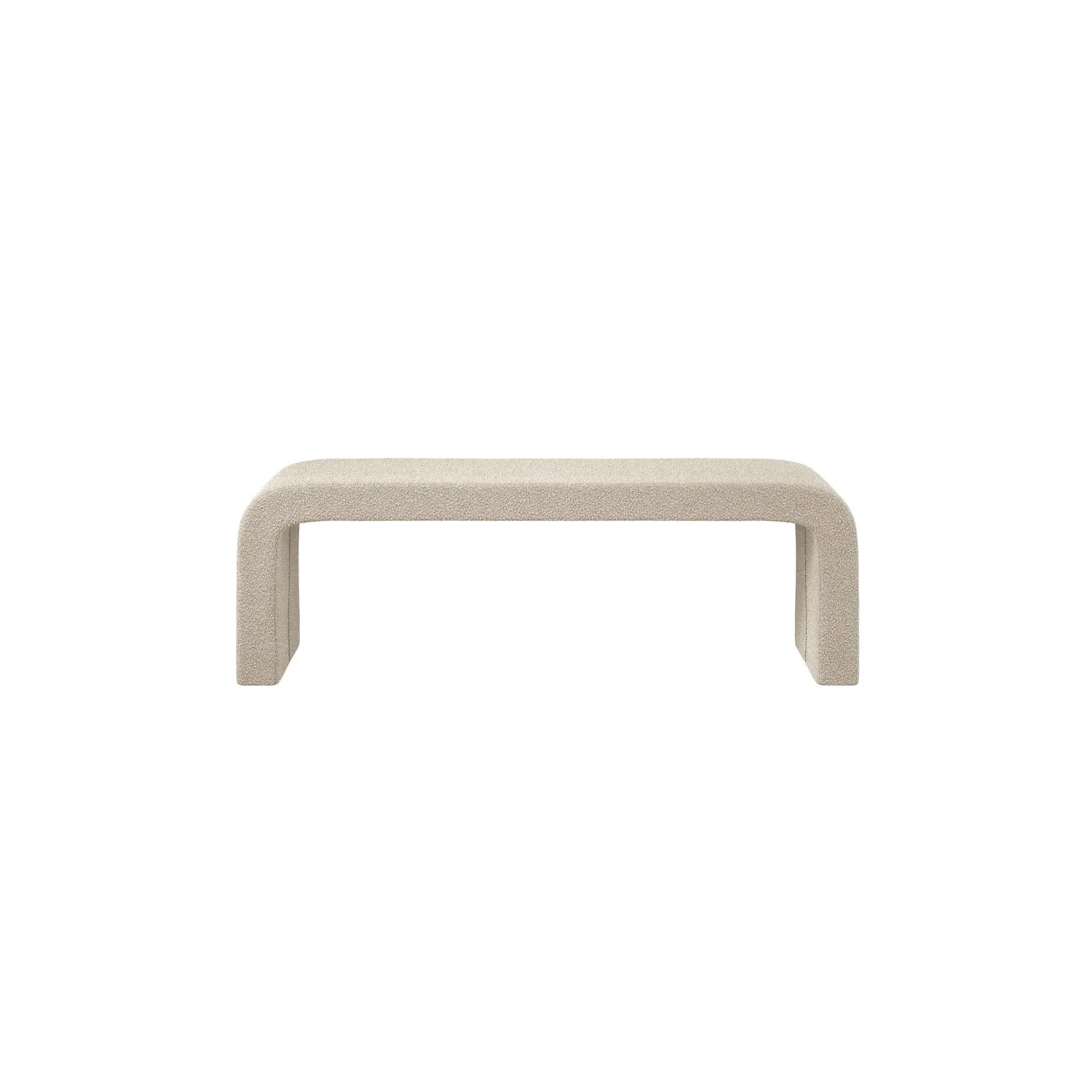 Large Curved Hallway Bench - Beige, Boucle