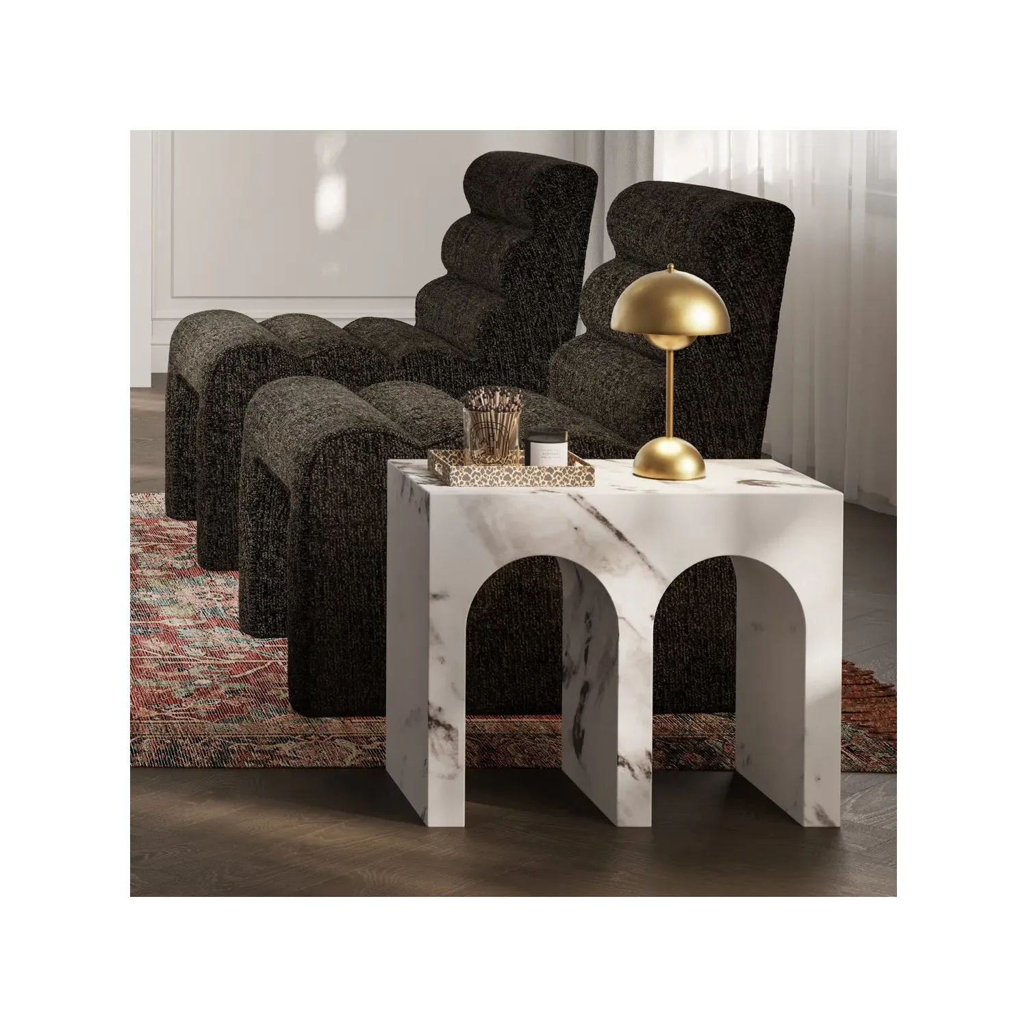 Large Rectangular Side Table - White, Concrete