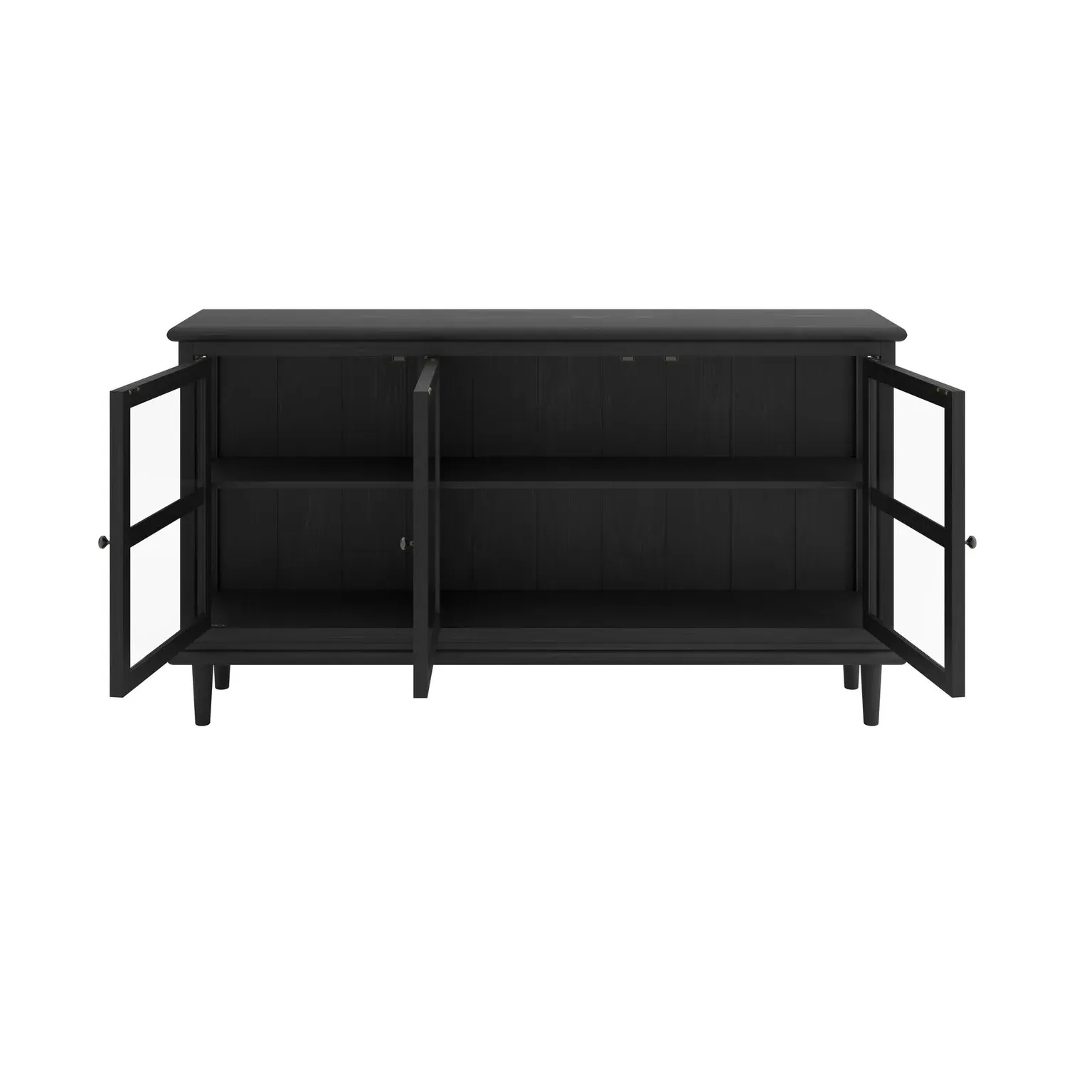 Large Sideboard with Glass Doors - Black, Wood