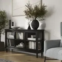 Large Sideboard with Glass Doors - Black, Wood