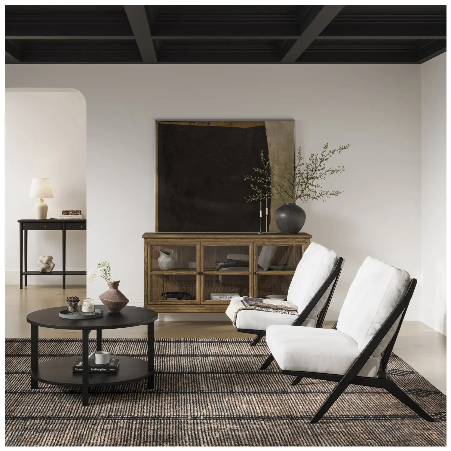 Large Sideboard with Glass Doors - Walnut, Wood