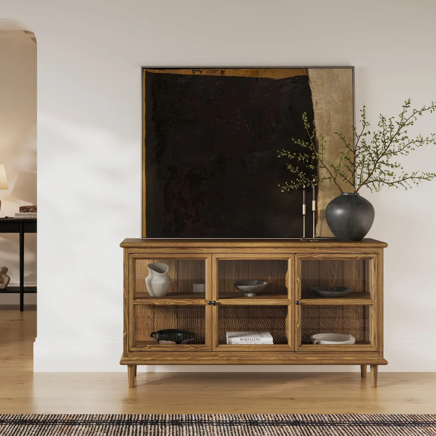 Large Sideboard with Glass Doors - Walnut, Wood