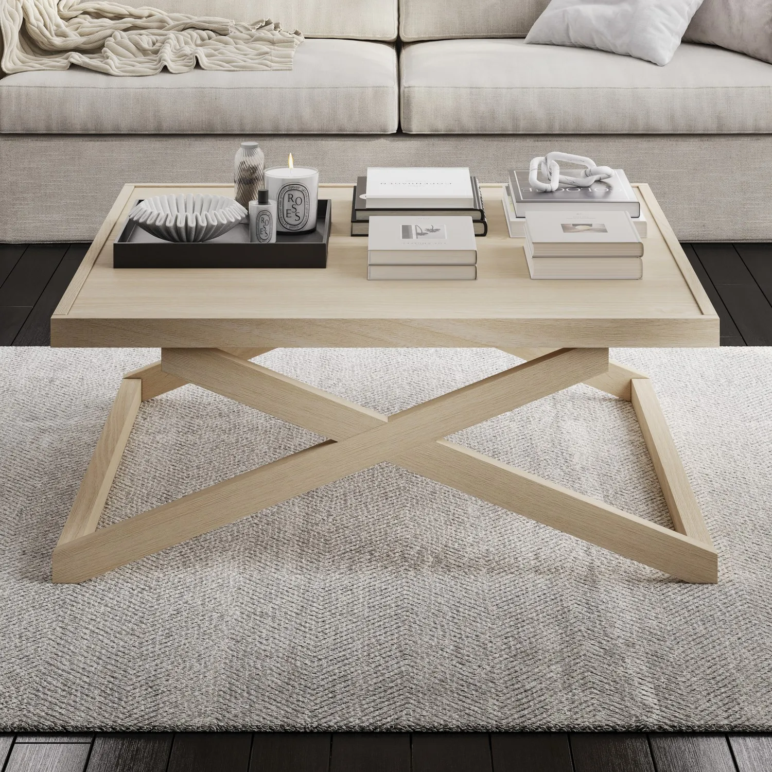 Large Square Coffee Table - Light Oak