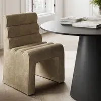 Ribbed Dining Chair - Beige, Velvet